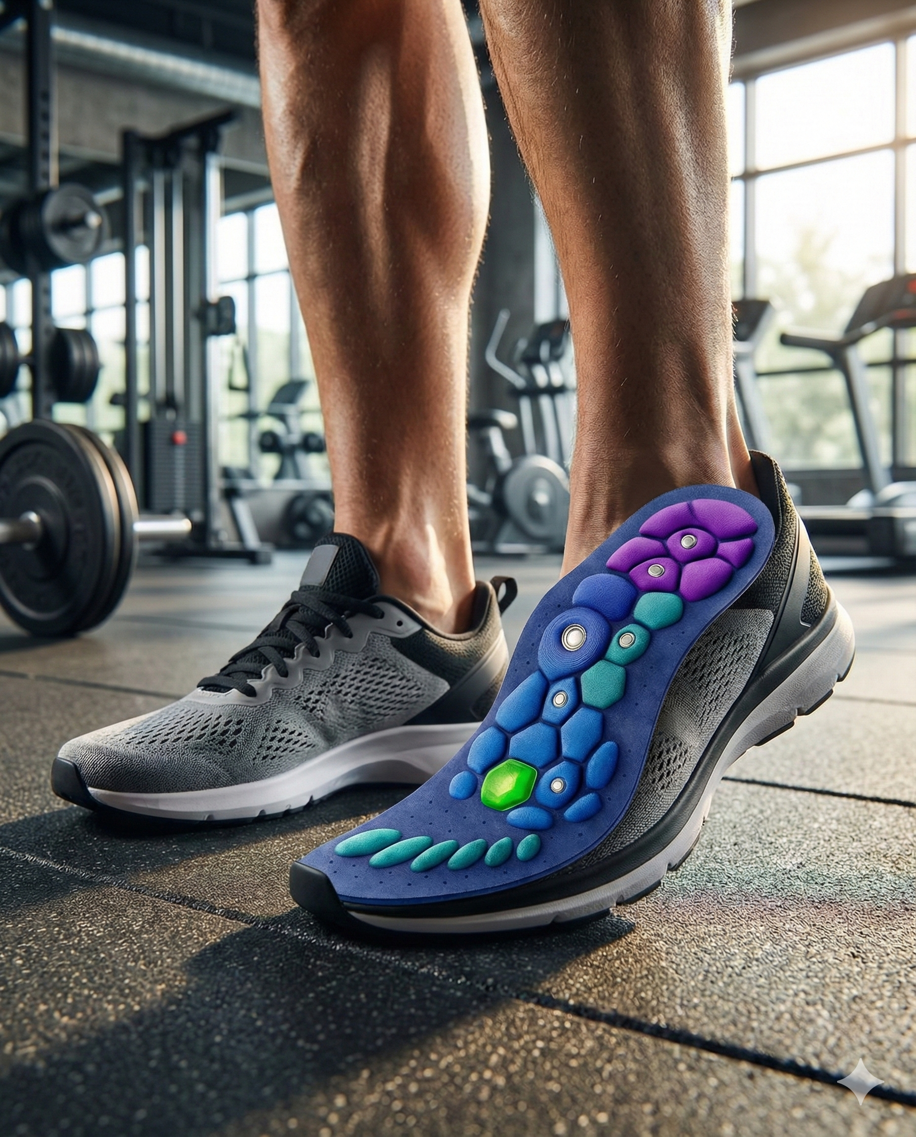 Reflexology foot insoles showing acupressure zones