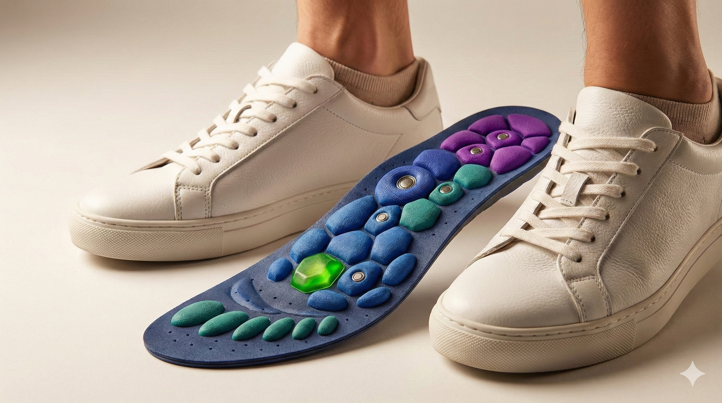 Reflexology foot insoles showing acupressure zones