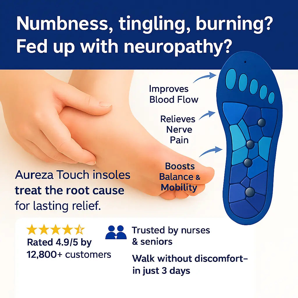Neuropathy relief insoles - Treatment for numbness, tingling and burning sensation in feet - Improves blood flow and nerve pain